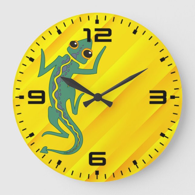 Buggi Green Lizard Artistic Clipart-27847 Large Clock (Front)