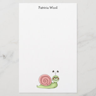 Buggin' You · Green & Pink Snail Stationery