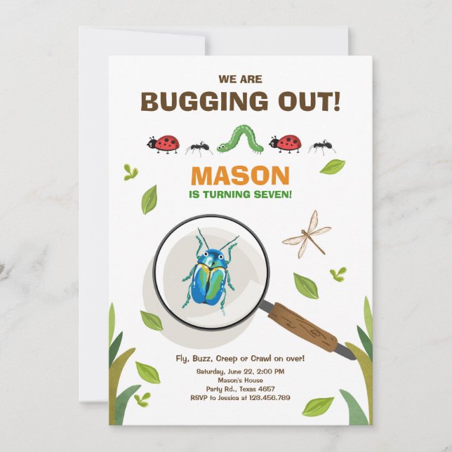 Bugging out Birthday Invitation Insect Bugs Boy (Front)