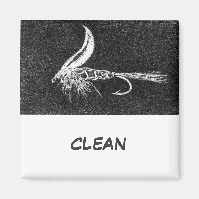 "Buggy Wet Fly" Dish Washer Status Magnet (Front)