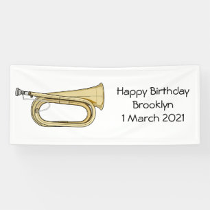 Bugle cartoon illustration banner