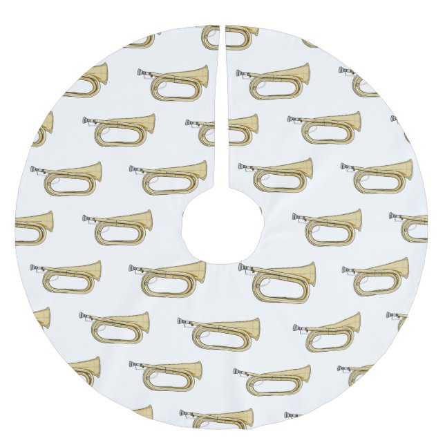 Bugle cartoon illustration  brushed polyester tree skirt (Front)