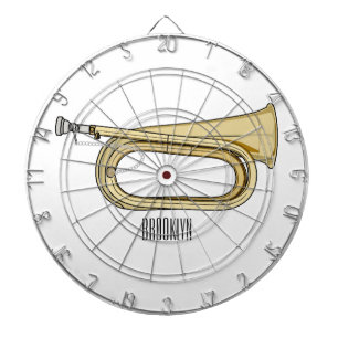Bugle cartoon illustration dartboard