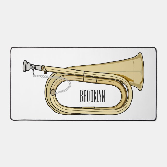 Bugle cartoon illustration  desk mat (Front)