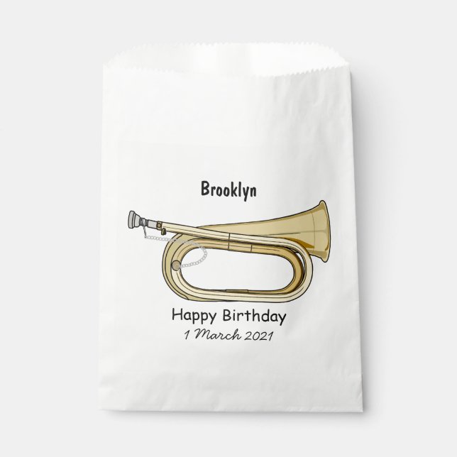 Bugle cartoon illustration favour bag (Front)