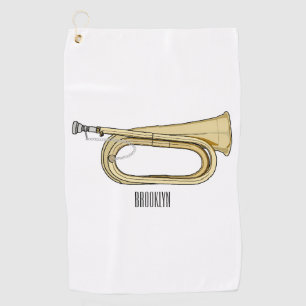 Bugle cartoon illustration golf towel