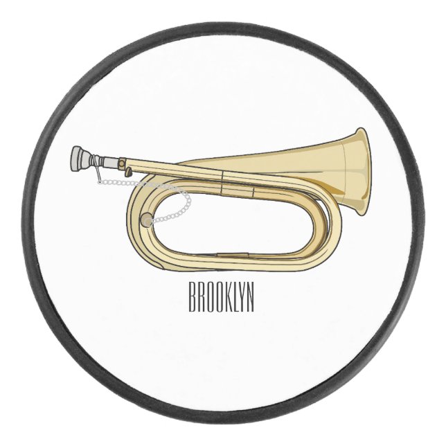 Bugle cartoon illustration  hockey puck (Front)