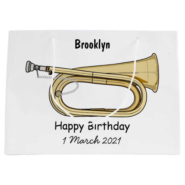 Bugle cartoon illustration large gift bag (Front)