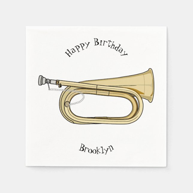 Bugle cartoon illustration napkin (Front)