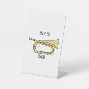 Bugle cartoon illustration  pedestal sign