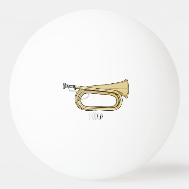Bugle cartoon illustration  ping pong ball (Front)
