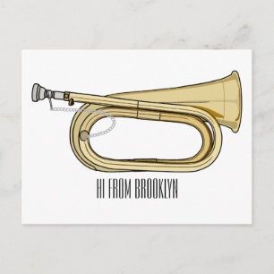 Bugle cartoon illustration postcard