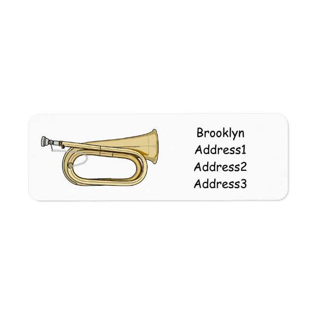 Bugle cartoon illustration return address label (Front)