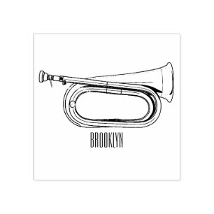 Bugle cartoon illustration rubber stamp