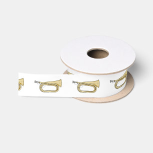 Bugle cartoon illustration satin ribbon