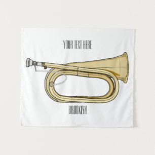 Bugle cartoon illustration tapestry
