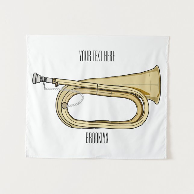 Bugle cartoon illustration  tapestry (Front (Horizontal))