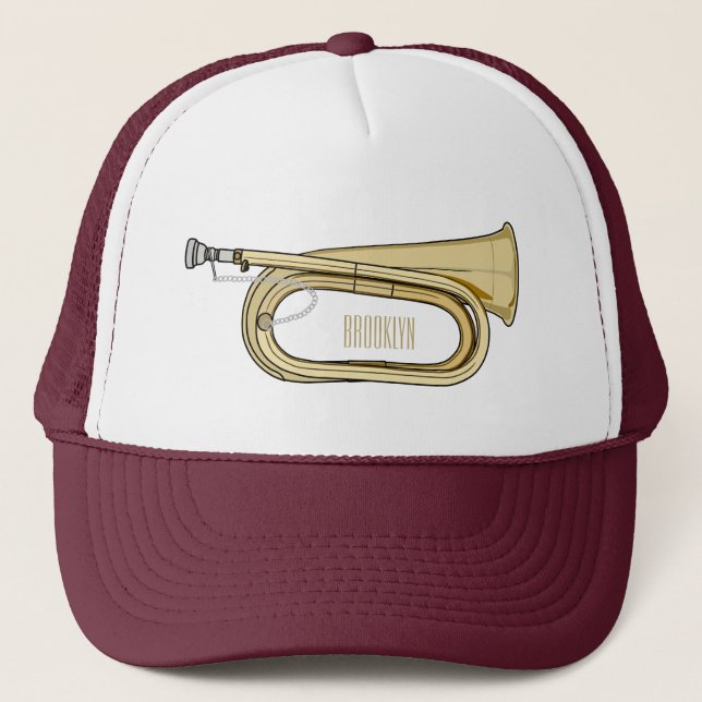 Bugle cartoon illustration  trucker hat (Front)