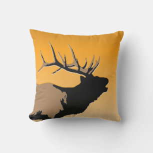 Bugling Bull Elk at Sunset Original Wildlife Art Cushion