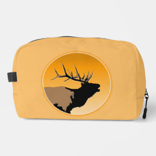 Bugling Bull Elk at Sunset Original Wildlife Art Dopp Kit