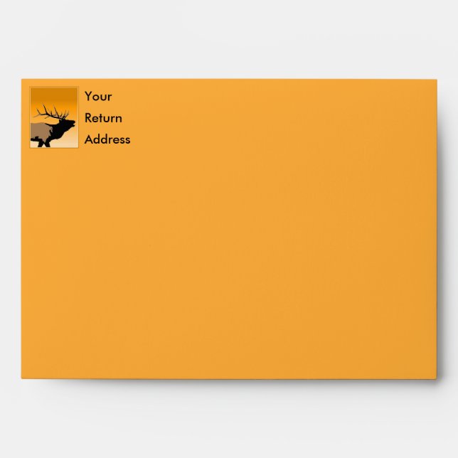 Bugling Bull Elk at Sunset Original Wildlife Art Envelope (Front)
