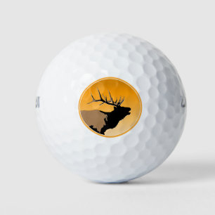 Bugling Bull Elk at Sunset Original Wildlife Art Golf Balls