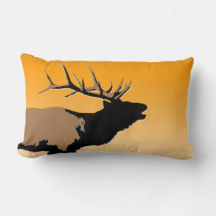Bugling Bull Elk at Sunset Original Wildlife Art Lumbar Cushion