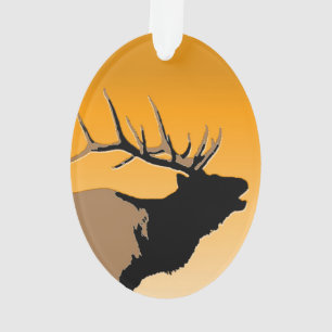Bugling Bull Elk at Sunset Original Wildlife Art Ornament