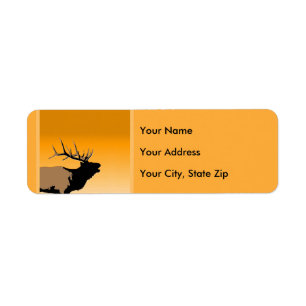 Bugling Bull Elk at Sunset Original Wildlife Art Return Address Label