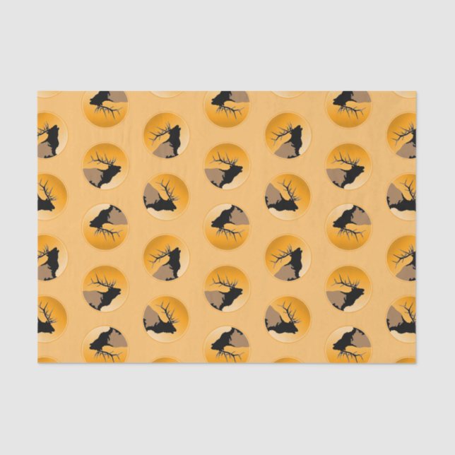 Bugling Bull Elk at Sunset Original Wildlife Art Tissue Paper (Front)