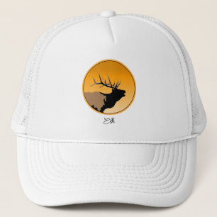 Bugling Bull Elk at Sunset Original Wildlife Art Trucker Hat