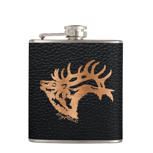 Bugling Bull Elk Flask (Front)