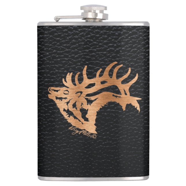 Bugling Bull Elk Hip Flask (Front)