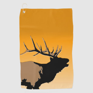Bugling Elk at Sunset - Original Wildlife Art Golf Towel