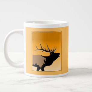 Bugling Elk at Sunset  - Original Wildlife Art Large Coffee Mug