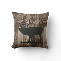 Bugling Elk (Black) on Rustic Wood Cabin