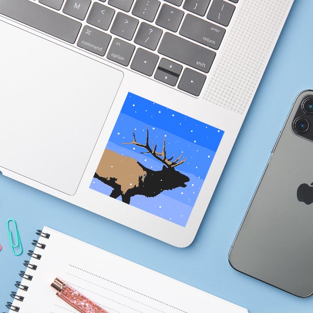 Bugling Elk in Winter  - Original Wildlife Art (Laptop w/ iPhone)