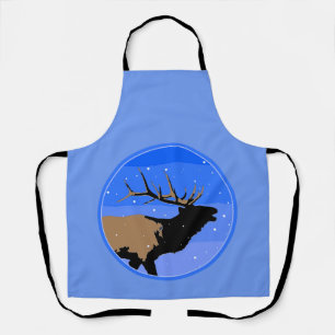Bugling Elk in Winter - Original Wildlife Art Apron