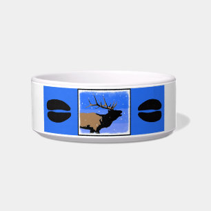 Bugling Elk in Winter - Original Wildlife Art Bowl