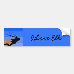 Bugling Elk in Winter - Original Wildlife Art Bumper Sticker