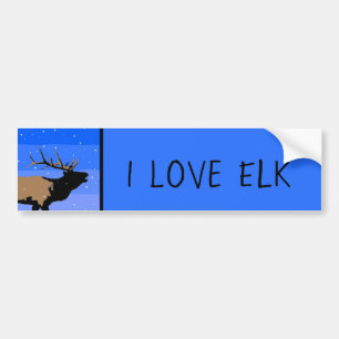 Bugling Elk in Winter - Original Wildlife Art Bumper Sticker