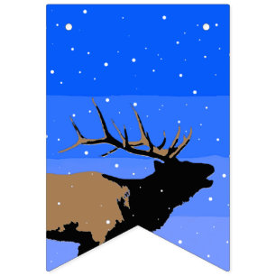 Bugling Elk in Winter  - Original Wildlife Art Bunting