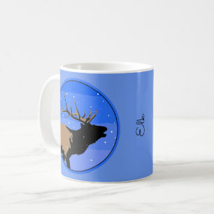 Bugling Elk in Winter  - Original Wildlife Art Coffee Mug