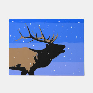Bugling Elk in Winter  - Original Wildlife Art Doormat