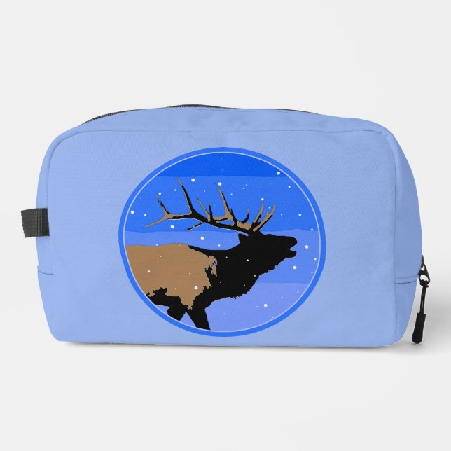 Bugling Elk in Winter  - Original Wildlife Art Dopp Kit (Front)