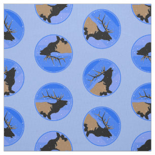 Bugling Elk in Winter  - Original Wildlife Art Fabric