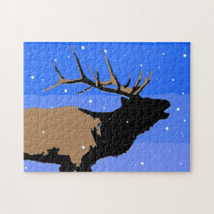Bugling Elk in Winter  - Original Wildlife Art Jigsaw Puzzle
