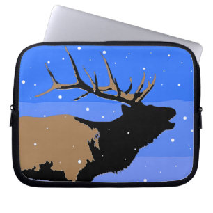 Bugling Elk in Winter - Original Wildlife Art Laptop Sleeve