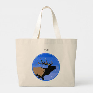 Bugling Elk in Winter - Original Wildlife Art Large Tote Bag