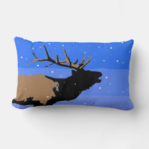 Bugling Elk in Winter  - Original Wildlife Art Lumbar Cushion